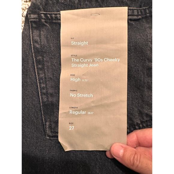 Everlane Organic High Rise The Curvy 90s Cheeky Straight Jean Washed Black, 27 - Picture 10 of 12